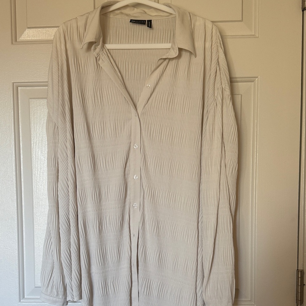 Cream Button-Up Blouse